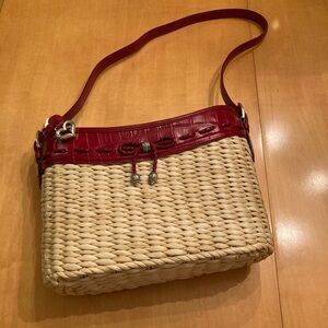 Vintage Brighton Emma Red Woven Leather Handbag NOS w/ Box & Tags